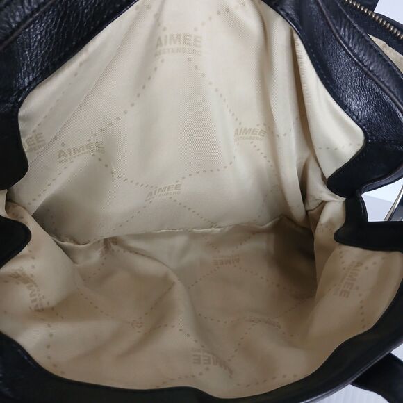 Aimee Kestenberg Leather Handbag  Black Purse Snake Print Metallic Satchel - Picture 15 of 16